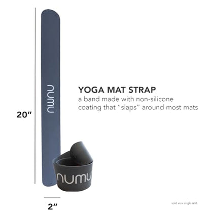 Numu Yoga Mat Strap Slap Band - Easy Snap On to Keep Exercise Mat Tightly Rolled and Secured for Yoga Mat Storage and Travel - color: Gray