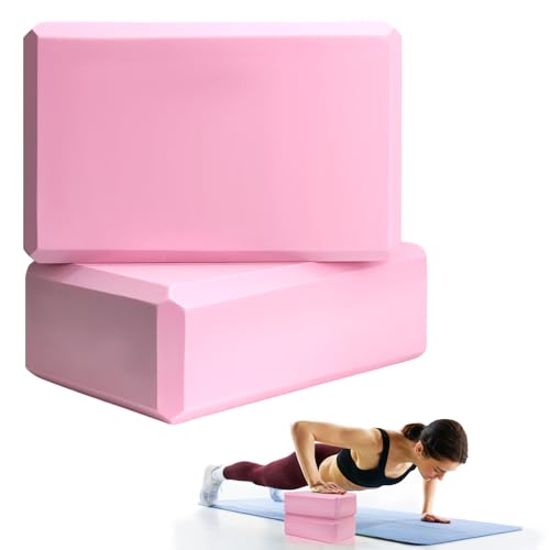 Septo 2 Pcs Yoga Blocks, 9x6x3 Inch Foam Blocks for Pilates - color: Pink