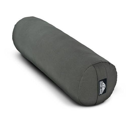 Mount Adams 24"x8" Round Yoga Bolster with Handles | 100% Cotton Restorative Yoga Pillow - Dense, Firm Massage Bolster - Yoga Pillow and Cushion for Home or Studio - color: Charcoal - 1 Pack