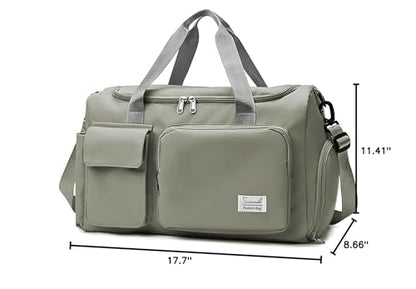 Suruid Gym Bag with Shoe Compartment, Sports Duffle Bag for Women, DGray - color: Dark Gray