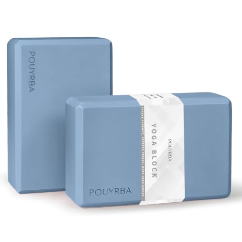 2-Pack Yoga Blocks, High-Density 9"x6"x3" Yoga Brick Foam Blocks, Non-Slip Exercise Blocks for Yoga, Pilates, Stretching and Meditation – Lightweight Yoga Props for Home Gym & Studio - color: Grayish Blue