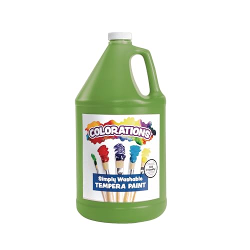 Colorations Paraben-Free Washable Green Tempera Paint for Kids, 1 Gallon | Vibrant, Non-Toxic & Made in the USA, Classroom Must-Haves, Bulk Arts & Crafts Supplies - color: Apple Green