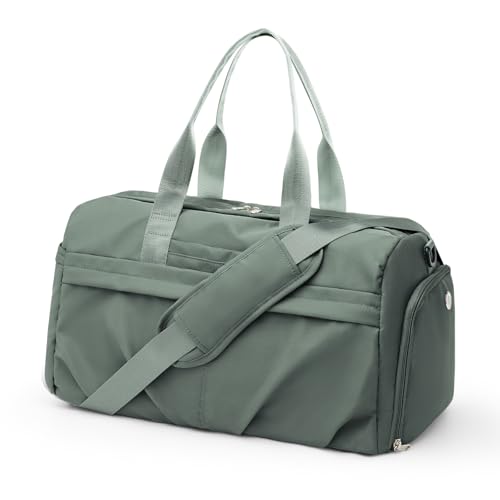 Gym Bag for Women with Shoe Compartment, Sport Travel Duffel Bag for Men - color: Green
