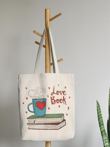 Aesthetic Canvas Tote Bag for Women with Inner Pocket - color: Read-love