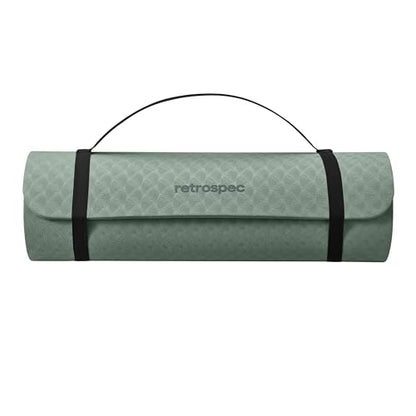Retrospec Zuma 1/2" Yoga Mat Non Slip Exercise Mat For Pilates, Workout | 72x24x1/2", Gym Mat, Yoga Mat Strap, TPE Yoga Mat, Eco Friendly, Elastic Memory Foam, Moisture Resistant, BPA, Latex Free - color: Sage
