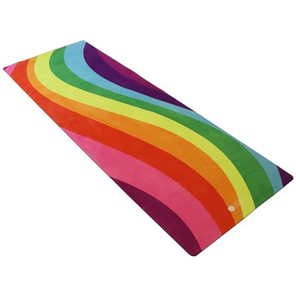 YOGA DESIGN LAB | The Combo Yoga Mat | 2-in-1 Mat+Towel | Eco Luxury | Ideal for Hot Yoga, Power, Bikram, Ashtanga, Sweat | Studio Quality | Includes Carrying Strap! - color: Rainbow, size: 3.5mm
