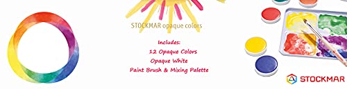 STOCKMAR Opaque Color Box - Set of 12 paints, Includes Opaque White Paint Tube, Brush, and Palette- Waldorf Art Supplies