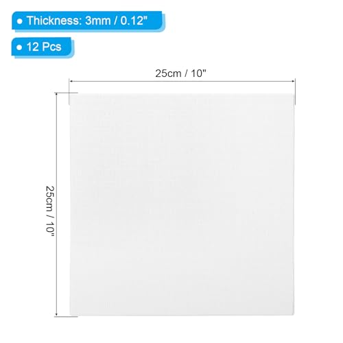 PATIKIL 10x10 Canvas Boards for Painting, 12 Pack 100% Cotton Square Triple Primed Stretched Blank Art Canvas Panel Bulk Thin for Acrylic, Oil, Tempera Paints, White - size: 10x10inch