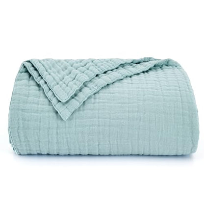 Love's cabin 100% Cotton Muslin Blanket, 6 Layer Lightweight Breathable Gauze Throw Blanket 50 x 60 Inches, Soft All Season Blanket for Couch, Bed, Sofa, Cyan - color: Cyan, size: Throw(50"x60")