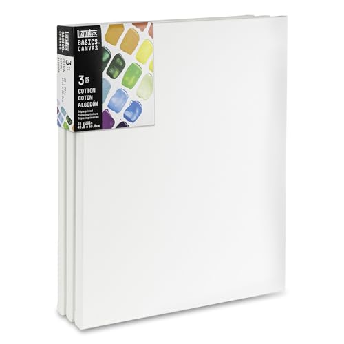 Liquitex BASICS Canvas, 3 pack, 16" x 20" | Archival, Acid-Free, Non-Toxic, Medium Texture Cotton, Pre-primed with a triple layer of acrylic gesso, Stapled & Stretched - style: 16" x 20"