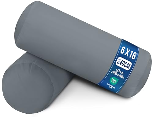 Utopia Bedding Bolster Pillow Inserts, 6x16 Neck roll Pillow, 2 Pack, Grey | Cylinder pillow, Round design, cervical & knee support pillow for sleeping, Massage relaxing and recovery, Set of 2, Grey - color: Grey, size: 6x16 Inch (Pack of 2)