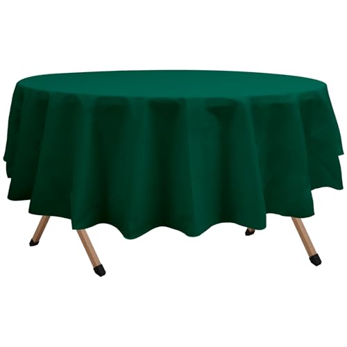 2 Pack Hunter Green Premium Plastic Tablecloth Round 84 Inches Reusable Forest Green Decorative Table Cover for Dining, Wedding, Party, Indoor and Outdoor use - color: B04 Hunter Green, size: Round 84"