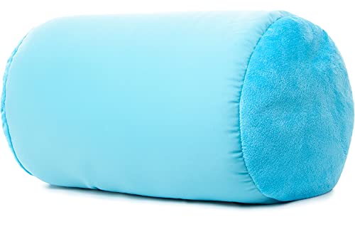Microbead Bolster Neck Roll Pillow, 14x8 in Cylinder Tube, Aqua Green | Silky smooth face helps prevent sleep creases and hair breakage, light squishy support for head and shoulders, travel ready - color: Aqua Green