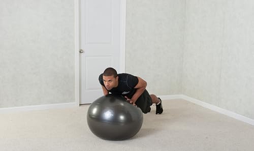 Black Mountain Products Professional Grade Exercise Stability Yoga Ball, Foot Pump, Ball Plug, Plug Puller, 2000 Pounds Static Weight Capacity Antiburst - color: Black, size: 65 cm