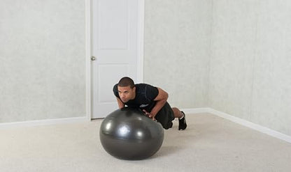 Black Mountain Products Professional Grade Exercise Stability Yoga Ball, Foot Pump, Ball Plug, Plug Puller, 2000 Pounds Static Weight Capacity Antiburst - color: Black, size: 65 cm