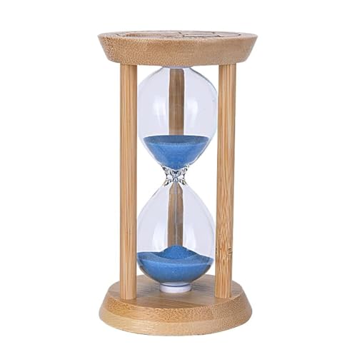 Mini Wooden Sand Timers,100% Bamboo Hourglass Sand Timers 3Min Sandglass Timer for Toothbrush Timer Games Classroom Home Office Cooking（Blue+3Min） - color: Blue, size: 3Min