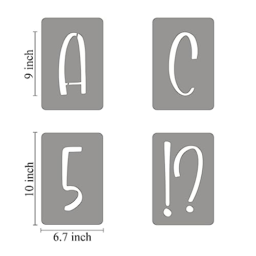 9 Inch Alphabet Letter Stencils for Painting - 42 Pack Letter and Number Stencil Templates with Signs for Painting on Wood, Reusable Letters and Numbers Stencils for Chalkboard Wood Signs & Wall Art - size: 9 Inch