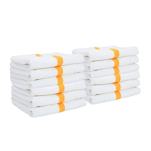 Arkwright White Hand Gym Towels - Pack of 12 - Bulk 100% Cotton Soft Quick Dry Sweat Absorbent Hotel Quality Towels for Workout, Bathroom, Spa, Pool, 16 x 27 in, Gold - color: Gold, size: 16 x 27 in. (Pack of 12)