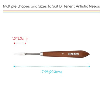 MEEDEN Artist Palette Painting Knife: 7.99" Flexible Stainless Steel Art Pallet Spatula Knife with Wooden Handle for Sculpting, Mixing & Texturing, #7 - style: #7