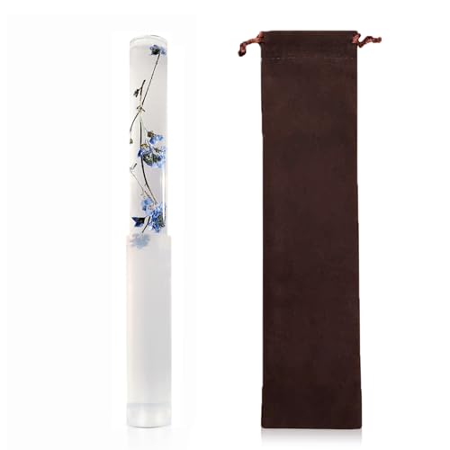 Singing Bowl Mallet Clear Acrylic Base Silicone Rubber Striker Mallet for Playing Quartz Crystal Singing Bowl with Bundle Pocket(Floral) - color: Clear