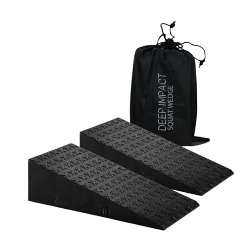 Squat Wedge & Calf Raise Block, 2-PCS Non-Slip Heel & Foot Elevated Slant Board for Workout, Weightlifting, Physical Therapy & Calf Stretching, For Men & Women