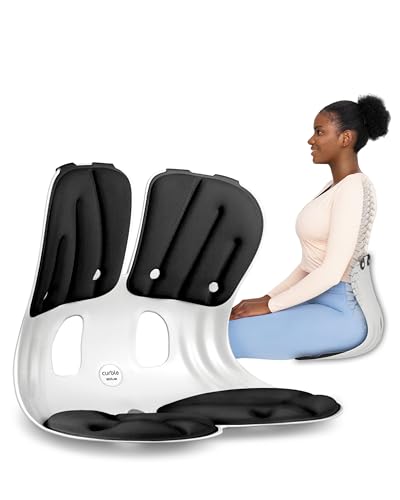 curble Grand– Extra Wide Ergonomic Seat Support, Sit Straighter Without Effort, Passive Posture Trainer for Office, Home & Car (Black) - color: Black