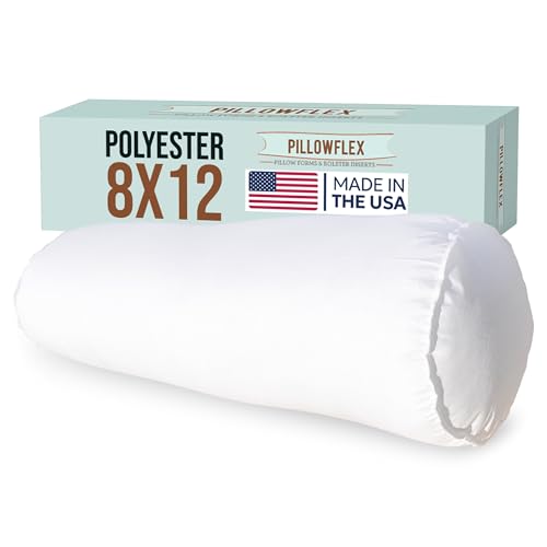 Pillowflex White Bolster Pillow Insert 8x12 in - Soft White Decorative Sham - size: 8 Inch by 12 Inch