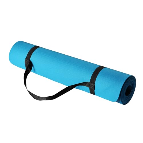 Amazon Basics 1/4 Inch Thick TPE Exercise Yoga Mat with Carrying Strap - color: Aqua
