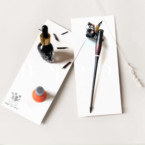 Oblique Calligraphy Pen Set Copperplate Calligraphy Pen,Glass Ink Well Empty Ink Well for Oblique Nib Holder Nikko g Nib Pen Rest & Nib Tin Organizer (Oblique Pen Set w/Black Cat Rest) - style: Oblique Pen Set w/ Black Cat Rest