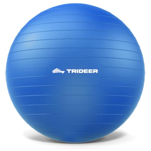 Trideer Yoga Ball for Exercise, Pilates, Core & Balance Training, Stability Ball for Pregnancy & Birthing Prep, Physical Therapy, Daily Stretching, Office Chair for Active Sitting, Quick Pump Included - color: Royal Blue, size: M(19-22ines/48-55cm)