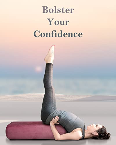 Tumaz Yoga Bolster Set, Rectangular Yoga Bolster with Washable Cover | Soft bolster for restorative yoga, meditation and stretching. Includes 8-ft strap, carry handle and washable cover - color: Burgundy