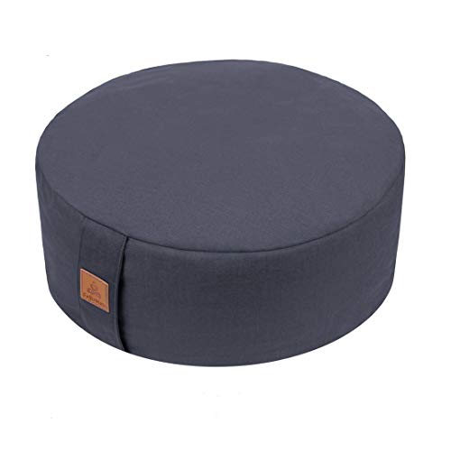 Zafu Buckwheat Meditation Cushion,D=13"/16" H=5.5",Round Zabuton Meditation Pillow,Yoga Bolster Kneeling Pillow Premium Yoga Pillow for Sitting on Floor Zippered Cotton Cover - color: Dark Grey, size: 16"x16“x5"
