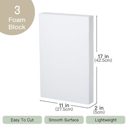 Crafare 17x11x2in Craft Foam Blocks 3 Pack Styrofoam Sheets for Art Project | Great for school projects, sculpting, floral, modeling, and centerpieces. These XPS foam boards are easy to cut and shape.