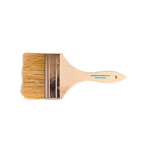 Pro Grade 4" Chip Brushes, Disposable Paint Brushes, for Sealers, 36 Pack | Natural bristle, wood handle | Contractor Pack | For Deck Stain & Fence Stain | Cabinets, Furniture, Fences