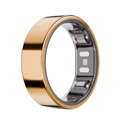 Reebok Smart Ring for Women or Men, Shiny Gold, Size 9 Fitness Ring | The Next Generation of Wearable Technology & a Fitness & Sleep Tracker That Monitors Wellbeing & Recovery - color: Gold, size: 9