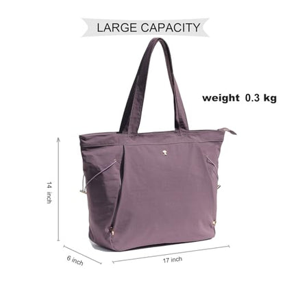ESVAN Yoga Tote Bag for Women Shoulder Bags Drawstring for Office Workout Travel Carryall Pilates Gym and Beach - color: Light Purple