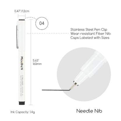 MEEDEN Micro Fineliner Drawing Pens: 0.4mm Needle Nib, 6 Pack, Black Ink | Waterproof archival ink for technical drawing, sketching, outlining, illustration, manga, and journaling - style: 0.4mm Needle Nib