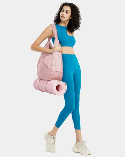 Ceneda Large Gym Bag for Women with Hidden Yoga Mat Holder & Shoe Compartment & Wet Pocket, Sports Duffle Bag for Travel - color: Pink
