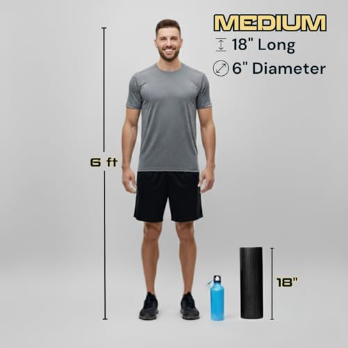 Fitizen Foam Roller – Muscle Massage Rehab Stiff Back Pain Physical Therapy Deep Tissue Firm Exercise Equipment Home Gym Stress Yoga Pilates for The Fit Citizen by FitNation - style: Medium - 18 x 6 inches