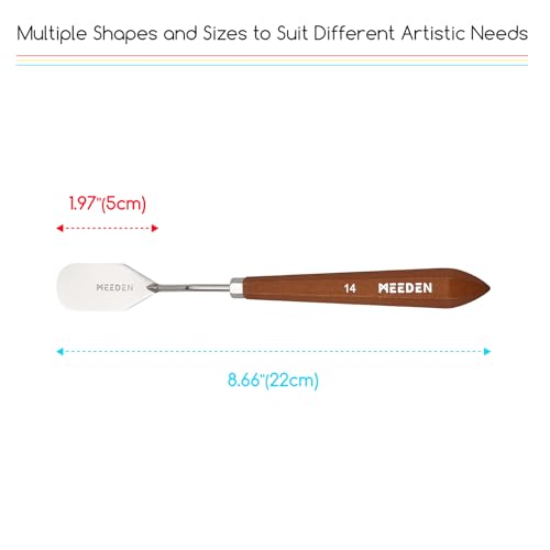 MEEDEN Artist Paint Palette Knife: 8.66" Flexible Stainless Steel Art Spatula Knife with Wood Handle - Art Supplies for Oil Acrylic Gesso Canvas Painting, #14 - style: #14