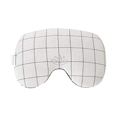 Migraine Relief Eye Pillow Masks with Bonus Washable Cover: Flaxseed Filled for Hot and Cold Pain Relief Therapy (Adult, White and Black, Blue and Ivory Stripe)