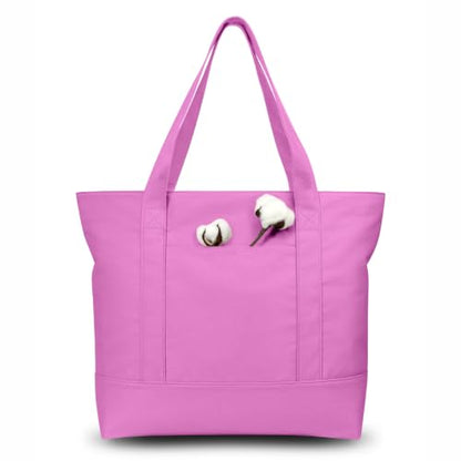 TOPDesign 1-Pack Canvas Tote Bag with an External Pocket, Reusable Grocery Shopping Bag, Top Zipper Closure, Daily Essentials (Light Purple) - color: Light Purple