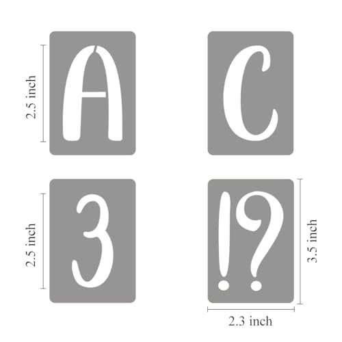 2.5 Inch Letter Stencils for Painting - 42 Pack Alphabet Letter Number Templates with Signs, Reusable Plastic Alphabet Stencils for Chalkboard Fabric Rock Wood Crafts Painting - size: 2.5 Inch