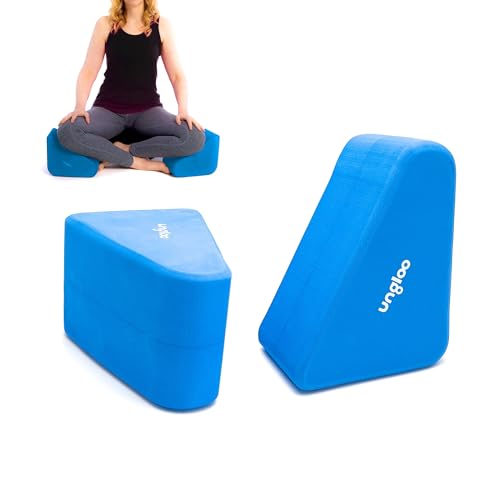 Ungloo Supportive Yoga Block Wedges for Seated Meditation – Elevates Knees, Reduces Hip Pressure, and Improves Cross-Legged Posture - color: Blue