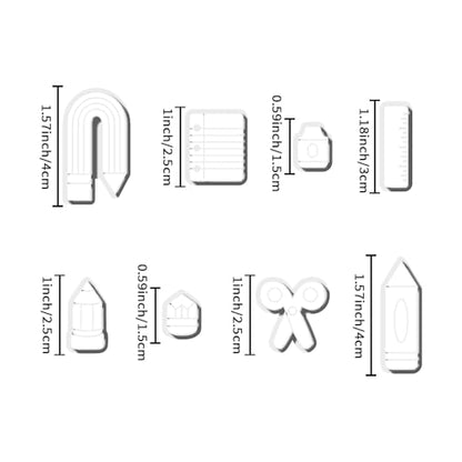 School Supplies Polymer Clay Cutters Set – Molds, Clay Cutters for Polymer Clay, Clay Earring Tools - color: O color