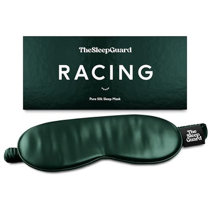 TheSleepGuard Pure Silk Sleep Mask [100% 6A Mulberry Silk, 22 Momme] Light Blocking Travel Essentials. Eye Masks for Sleeping. Black Oeko-Tex Blindfold. Eye Covers for Men & Women - color: Racing Green
