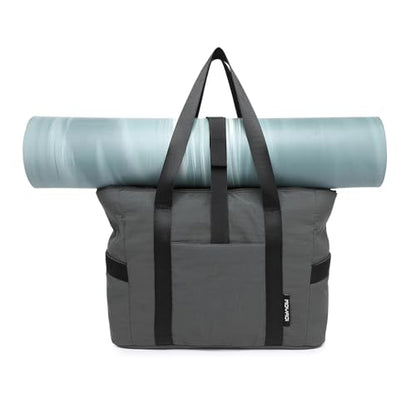 MOYAQI Gym Bag for Women with Zipper, Nurse Work Tote with Compartments, Womens Beach Yoga Bag for Sport, Travel (Gray)