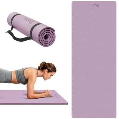 Yoga Mat Extra thick 8mm Exercise mat, Soft Lightweight TPE Fitness Mat with strap, High Elasticity, Anti-fatigue,non-slip mat for Women, Yoga, Camping, Travel, Gym & Outdoor | 72"L x 0.32"Th - color: Taro Purple