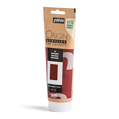 PEBEO Origin Acrylics 120ml Matte Acrylic Paint, Burnt Sienna | Warm red-brown earth for portraits and rich shadows - matte high-viscosity acrylic that keeps every knife mark. - color: Burnt Sienna