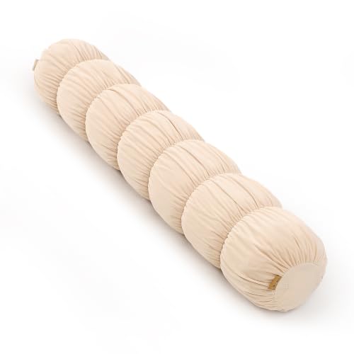 Pat. Pend. Long Body Pillow for Adults, 47 Inch, Beige | Long bolster pillow for side sleepers with a removable, washable soft velvet cover; ideal for beds, sofas and leg support. - color: Beige, size: 47"x 7.87"